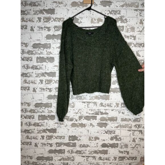 Lulus | women dark green knitted sweater - Picture 8 of 9